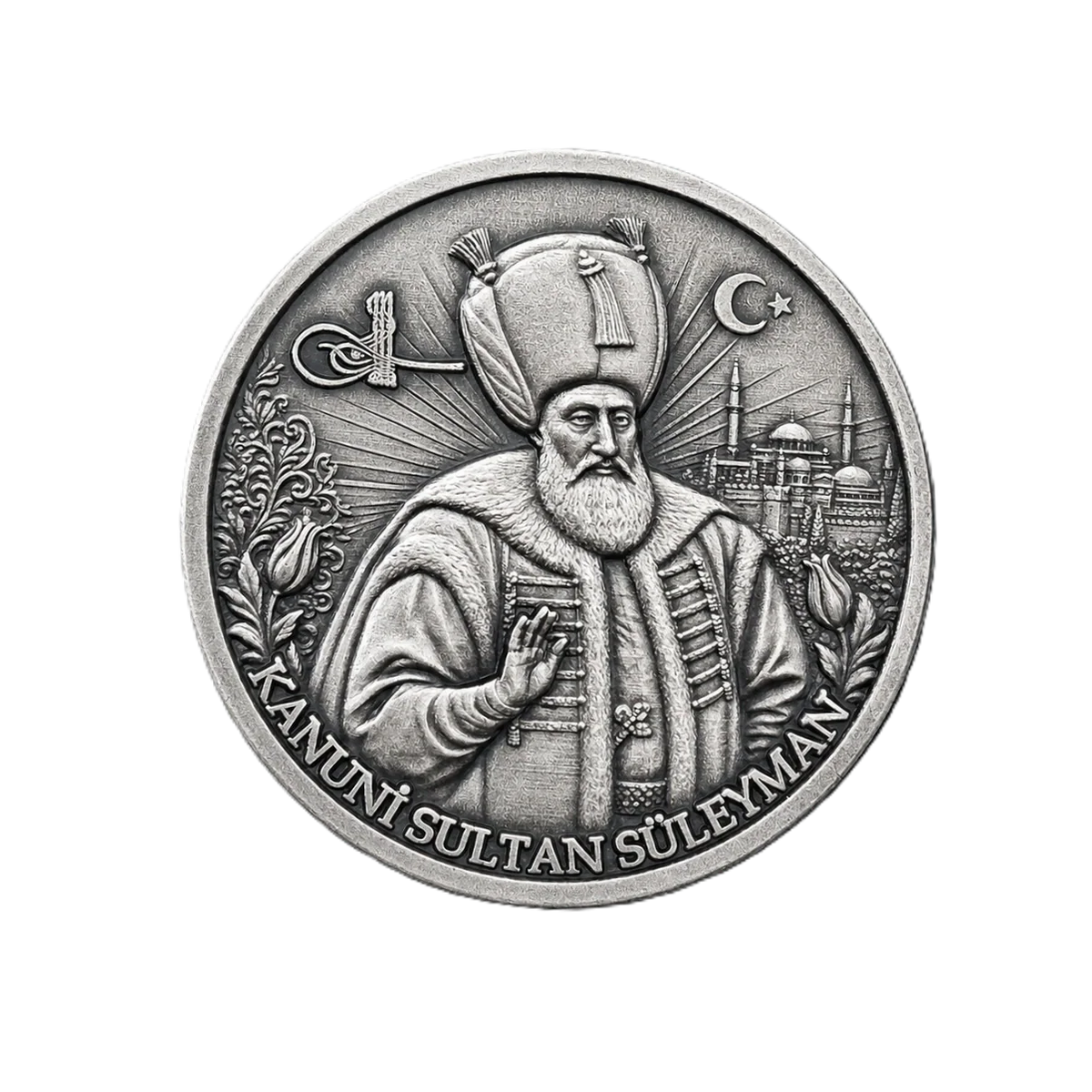 KANUNİ SULTAN SÜLEYMAN | 1 Ons 925 Ayar Gümüş Madalyon